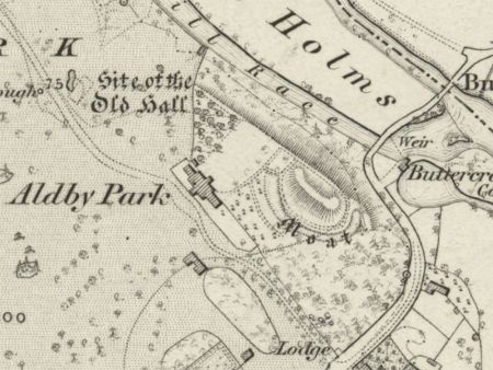 An Ordnance Survey 1st edition map, surveyed 1851, showing Aldby Park.