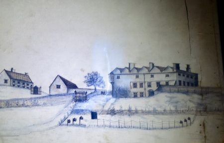 Figure 3 - South West prospect of Hooton Pagnell Hall, c. 1730