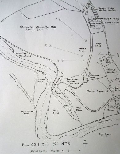 Hand drawn plan of the area of Temple Grounds