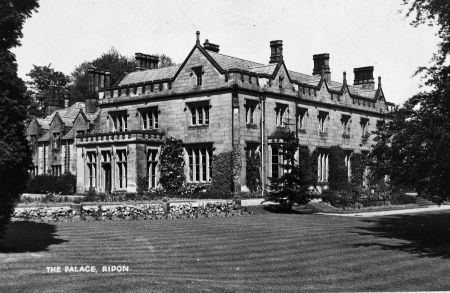 Figure 6 – Postcard c. 1930. South and west elevations and pleasure gardens. Ripon Re-Viewed, image 00855