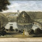 One of four views of the water garden at Studley Royal Water Gardens, North Yorkshire, by A Walker after Balthazar Nebot (fl. 1730-62), coloured mezzotints, 1758. Image reference 147157. ©National Trust Images/John Hammond. www.nationaltrust.org.uk