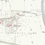 Figure 5. Wood Hall estate from Ordnance Survey 25” 1st edition, surveyed 1889, published 1891, showing new tree avenue along drive and terraced garden around the Hall.